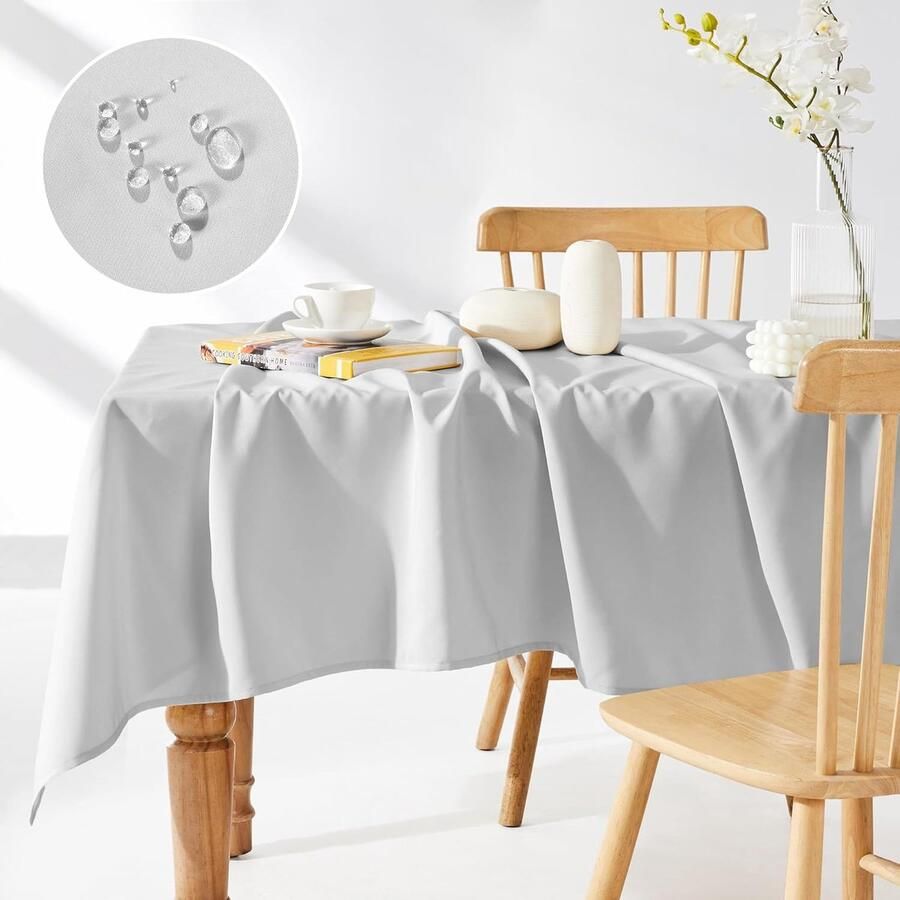 Waterbestendig Tafelkleed Lichtgrijs 140x240cm