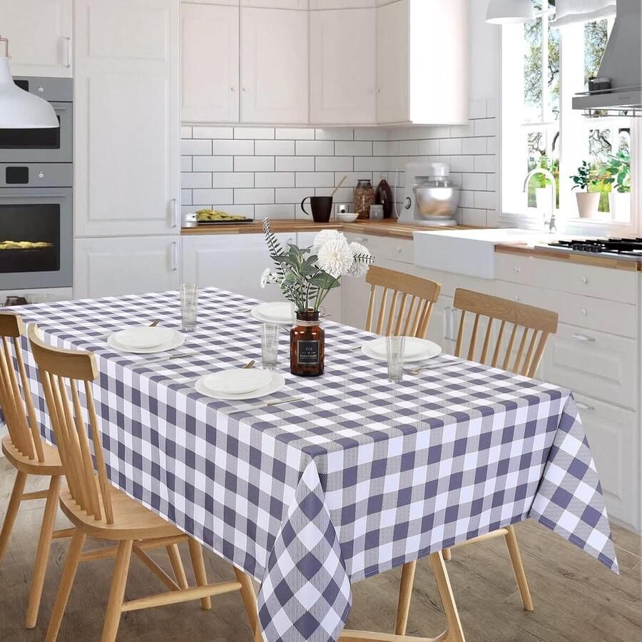 Waterbestendig Tafelkleed Wasbaar en Praktisch 1 stuk Grijs & Wit 57 x 108 inch