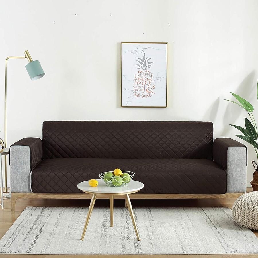 Waterbestendige bankhoes voor 2-zitsbank zwart [Black Coffee] beschermer voor huisdieren met verstelbare elastieken