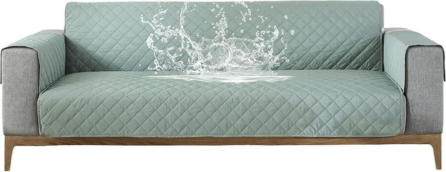 Waterbestendige bankhoes voor loveseat en stoel beschermer met verstelbare elastische banden lichtgroen 2-zits