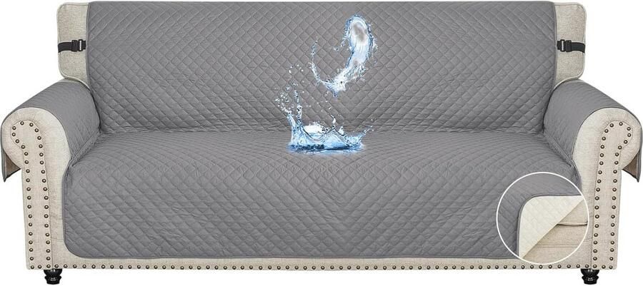 Waterbestendige Hoes voor 3-Zits Bank Krasbestendige Meubelhoes voor Woonkamer Lichtgrijs