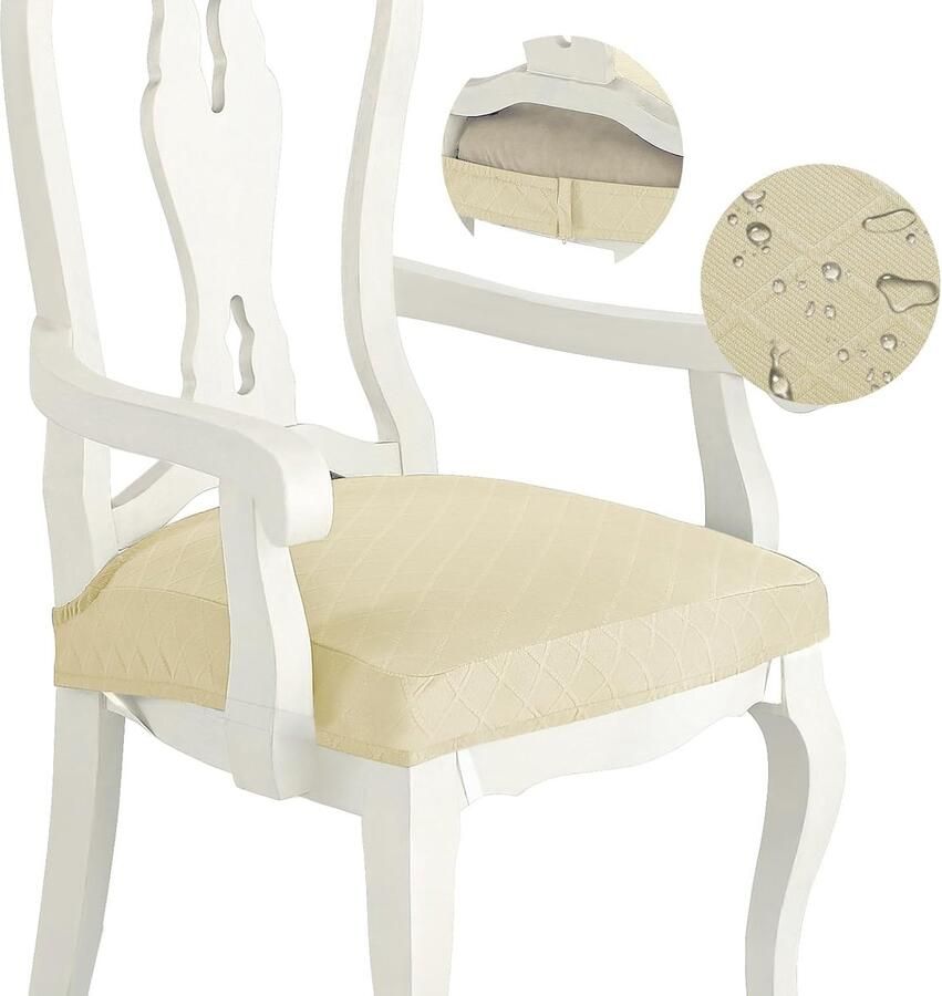 JGS Waterbestendige Stoelhoezen Set van 2 met Stretch Jacquard en Rits voor Eetkamerstoelen