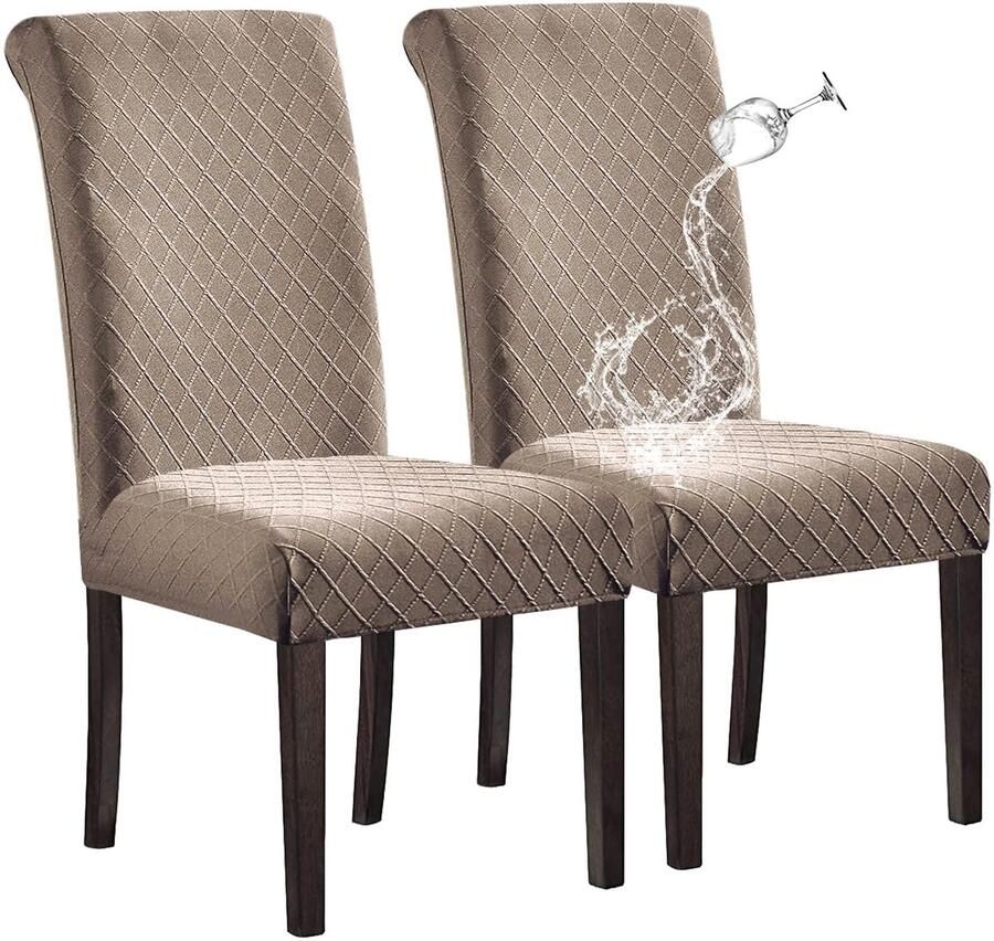 Waterbestendige Stretch Stoelhoezen voor Eetkamerstoelen Set van 2 Taupe