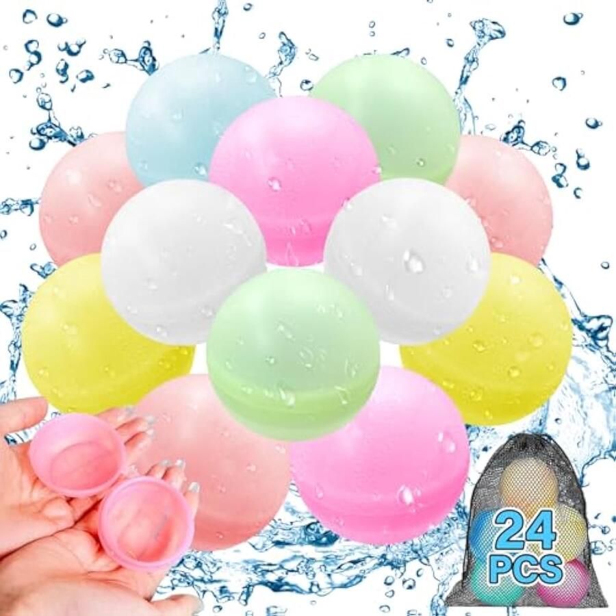 Waterbommen Verpakking van 24 Herbruikbare Waterballonnen Snel te Vullen Siliconen Waterballonnen voor Kinderen en Volwassenen Waterspeelgoed voor Buiten Zwembad Waterpark Feest