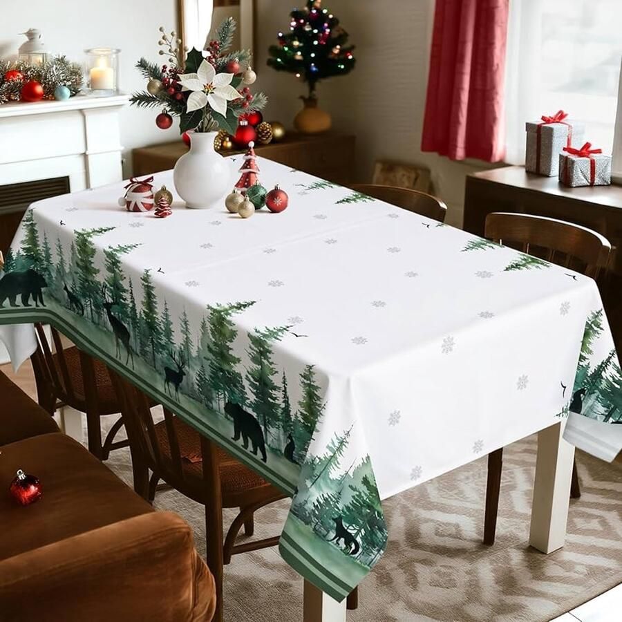 Waterdicht dennenboom tafelkleed vlekbestendig 1 stuk polyester 140 x 180 cm