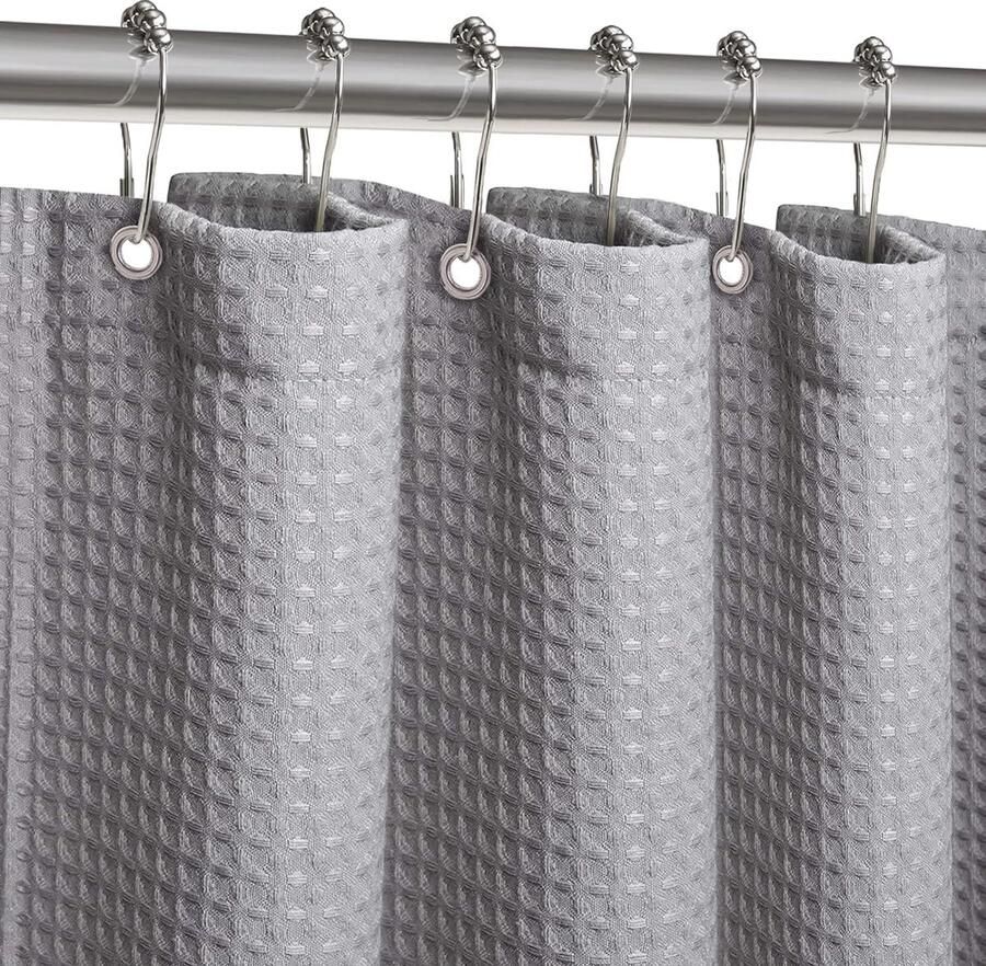 Waterdicht Douchegordijn met Wafelpatroon 182 x 182 cm Schimmelvrij en Wasbaar