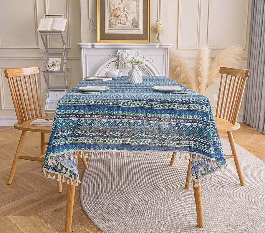 Waterdicht tafelkleed etnische stijl 1 stuk katoen 90 x 90 cm