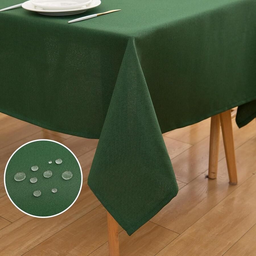 Waterdicht tafelkleed Linnenlook 1 stuk Groen 100% polyester 140 x 180 cm