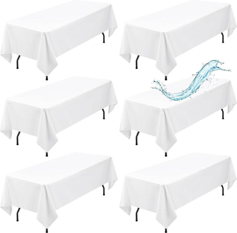 Waterdicht tafelkleed set van 6 152 x 259 cm polyester