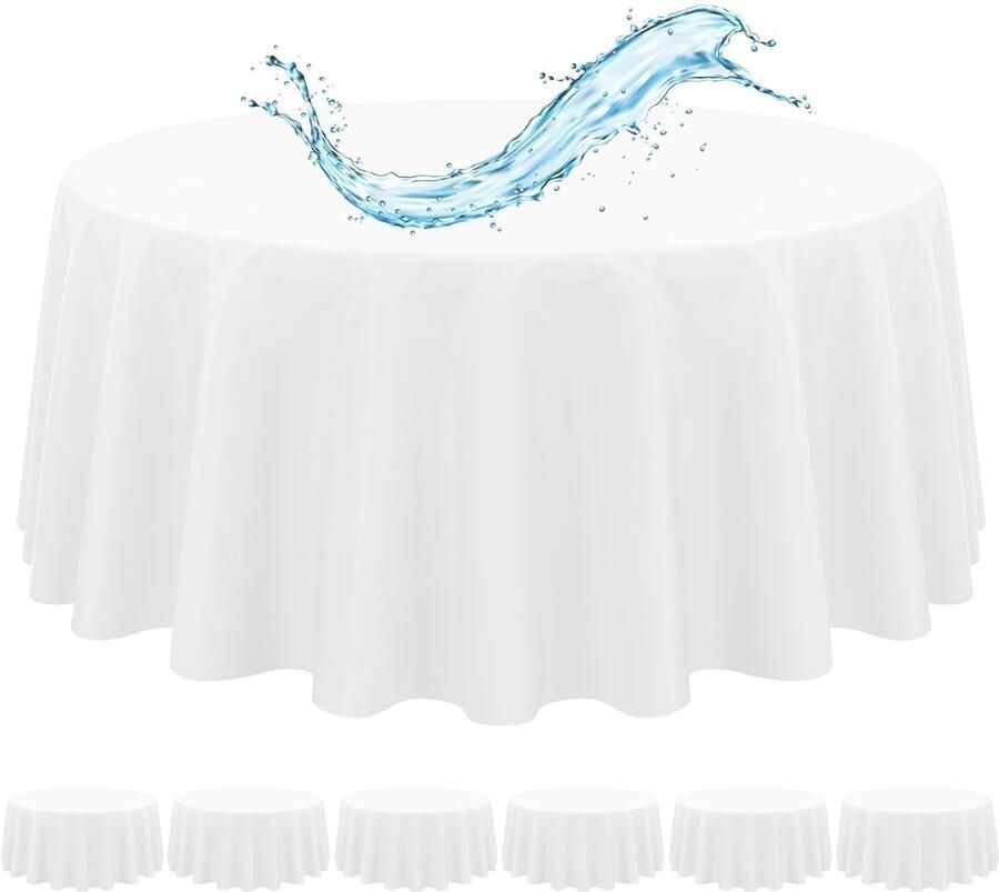 Waterdicht tafelkleed set van 6 wit polyester 304 8 cm