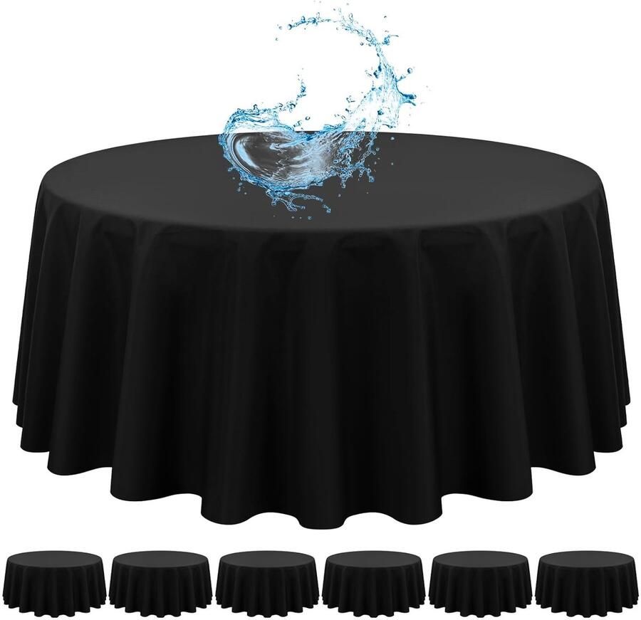 Waterdicht tafelkleed set van 6 zwart polyester 304 8 cm