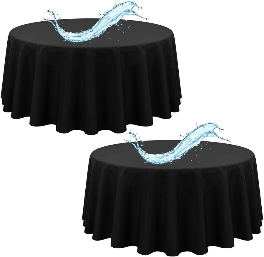 Waterdicht tafelkleed zwart set van 2 304 8 cm polyester