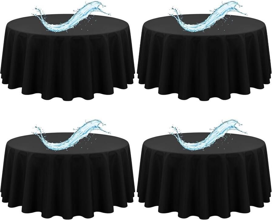Waterdicht tafelkleed zwart set van 4 polyester 229 cm