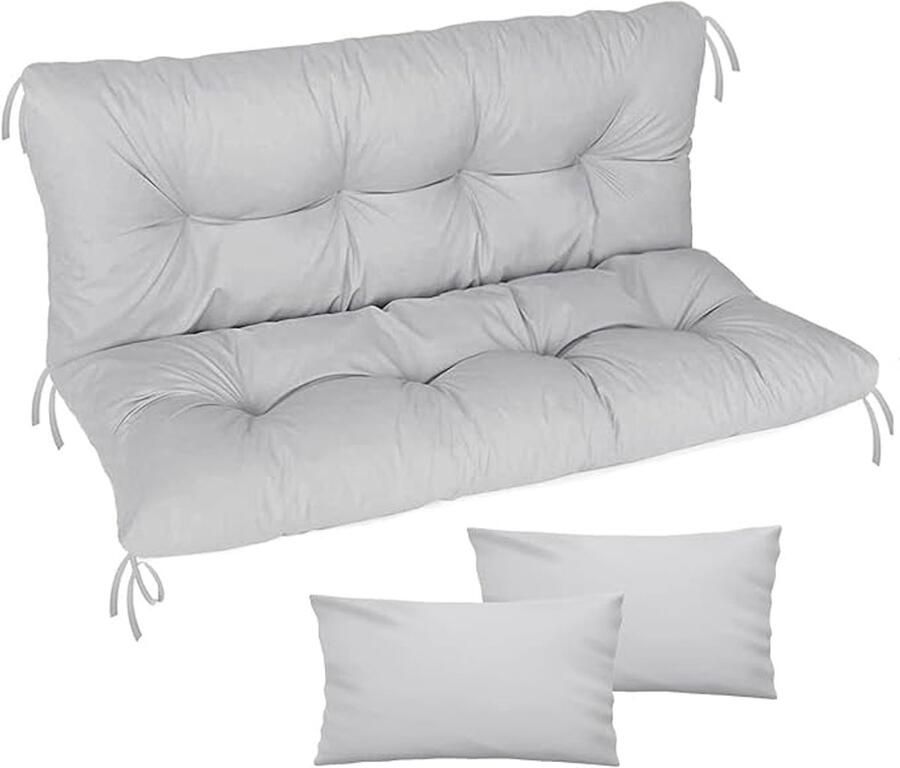 Waterdicht tuinkussen 100x50x50 cm Luxe matras voor palletbanken in grijs (incl. rugleuning)