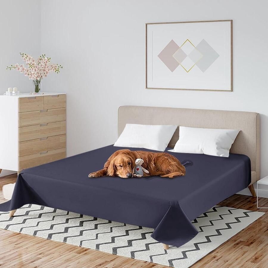 Waterdicht tweepersoonsbed sprei marineblauw 200 x 230 Ademend en krasbestendig Bescherming voor honden katten en kinderen