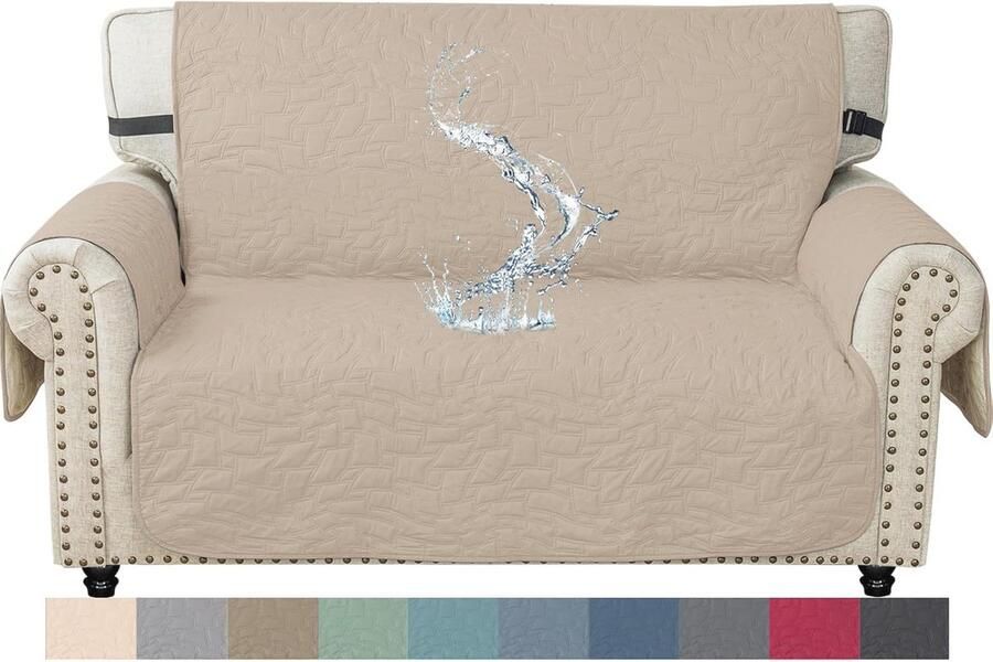 Waterdichte 2-zits Bankhoes Krasbestendig Universeel Sofa Overtrek voor Huisdieren Antislip en Duurzaam