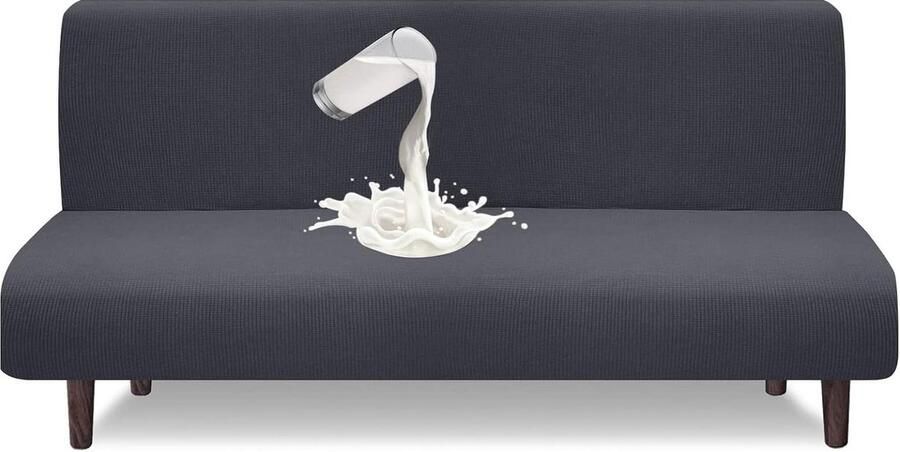 Waterdichte Armloze Futon Afdekking Hoge Stretch Futon Bescherming Opvouwbare Slaapbank Anti-slip Bankovertrek Grijs