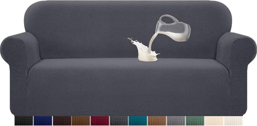 Stretch Waterdichte Bankovertrek Elastaan Jacquard Anti-slip Grijs 3-zits