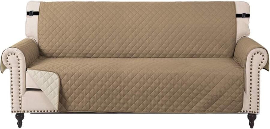 Waterdichte bankhoes met armleuningen Universele waterdichte antislip vuilafstotende verdikte wasbare bankhoes Geschikt voor katten honden en andere huisdieren vierzits，Zandkleur