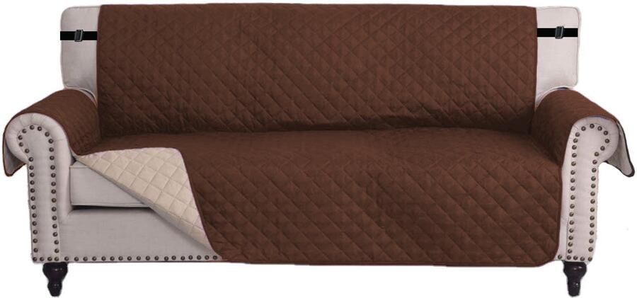 Waterdichte bankhoes met armleuningen Universele waterdichte antislip vuilafstotende verdikte wasbare bankhoes Geschikt voor katten honden en andere huisdieren vierzits，Donkerbruin