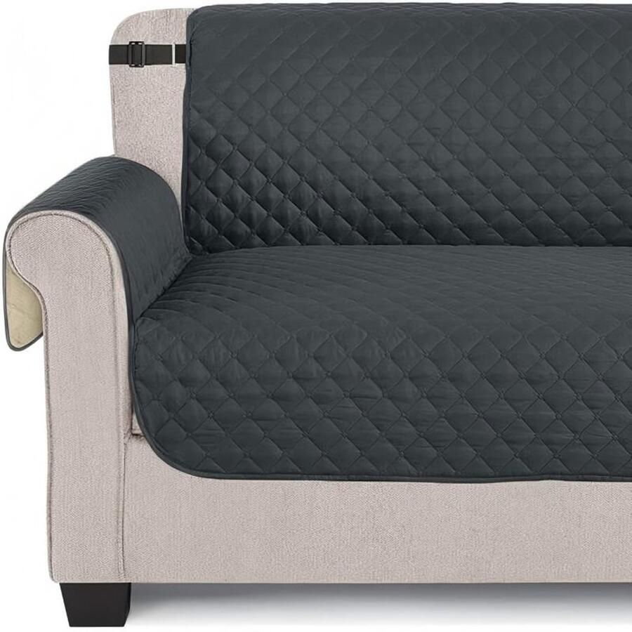 Waterdichte bankhoes met armleuningen universeel waterdicht antislip en vuilafstotend verdikte bankhoes die niet gewassen hoeft te worden geschikt voor huisdieren zoals honden en katten één zitplaats Donkergrijs