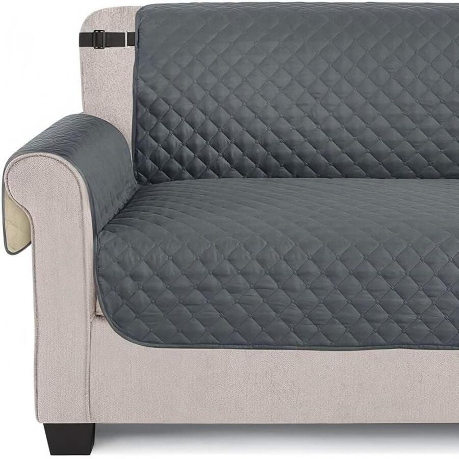 Waterdichte bankhoes met armleuningen universeel waterdicht antislip vuilafstotend verdikt wasbaar bankhoes geschikt voor huisdieren zoals katten en honden tweezits Lichtgrijs