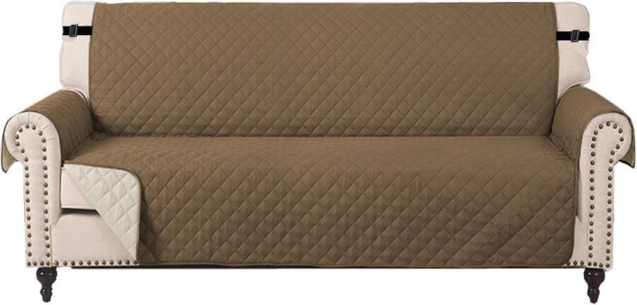 Waterdichte bankhoes met armleuningen Universele waterdichte antislip vuilafstotende verdikte wasbare bankhoes Geschikt voor katten honden en andere huisdieren vierzits，Bruin