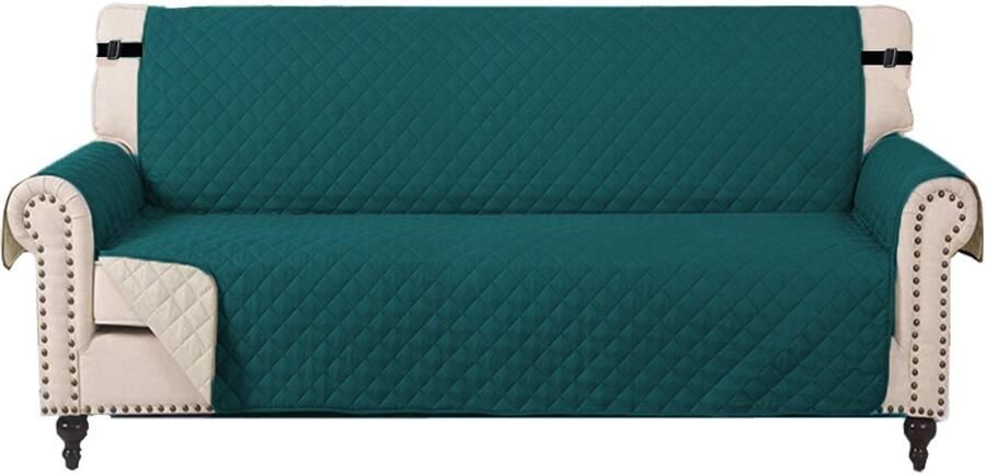 Waterdichte bankhoes met armleuningen Universele waterdichte antislip vuilafstotende verdikte wasbare bankhoes Geschikt voor katten honden en andere huisdieren vierzits，Pauwblauw