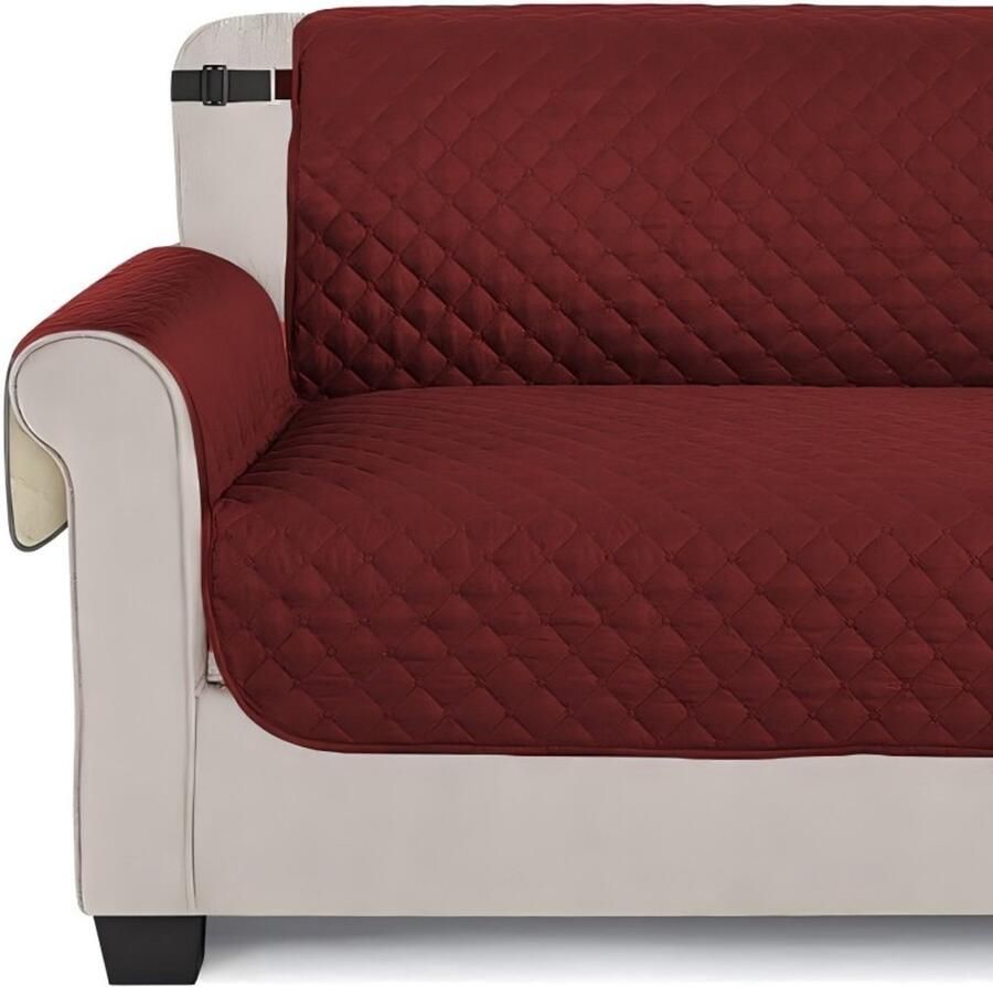 Waterdichte bankhoes met armleuningen Universele waterdichte antislip vuilafstotende verdikte wasbare bankhoes Geschikt voor katten honden en andere huisdieren vierzits，Wijnrood