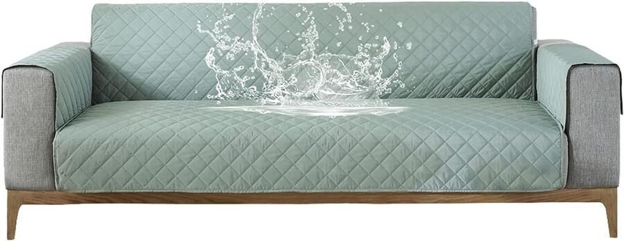 Waterdichte bankhoes stoel loveseat meubelhoes verstelbare elastische banden honden en katten lichtgroen 2-zits