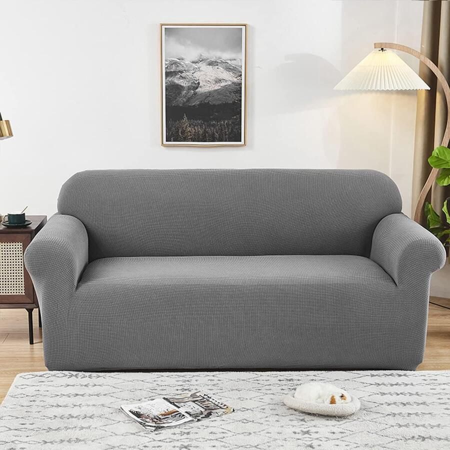 Waterdichte bankhoes afneembare stretch bankhoes polyester bankhoes volledige stoffen bankhoes vierzitsbank 235-300cm，Eikengrijs