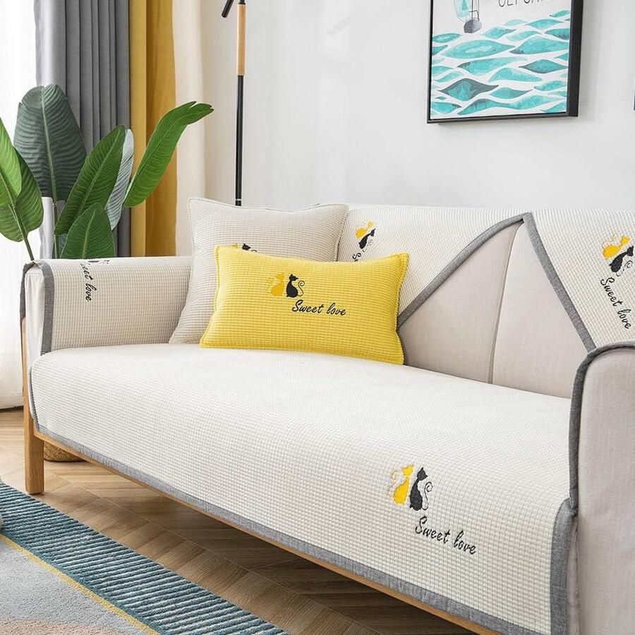 Waterdichte bankhoes voor huisdieren met kat borduurwerk – Antislip en comfortabel voor lederen banken