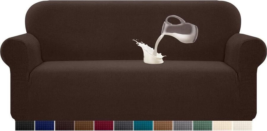 Waterdichte bankovertrek 1 stuks stretch elastisch jacquard elastaan anti-slip 3-zits chocoladekleur