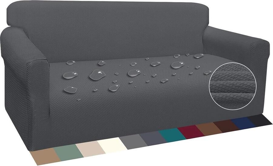 Waterdichte bankovertrek 3-zits – Antislip meubelbescherming met schuimstangen voor honden en katten – Grijs