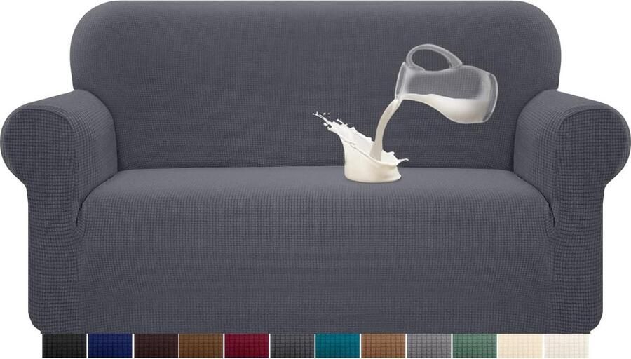 Waterdichte elastische bankovertrek jacquard met anti-slip foam 2-zits grijs