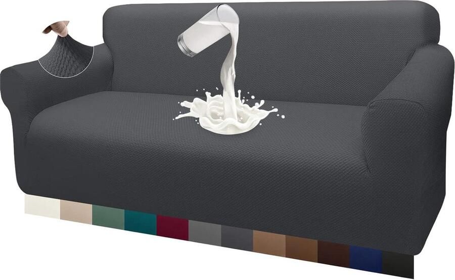 Waterdichte bankovertrek Elegant jacquard Ideaal voor honden 3-zit Grijs Elastisch