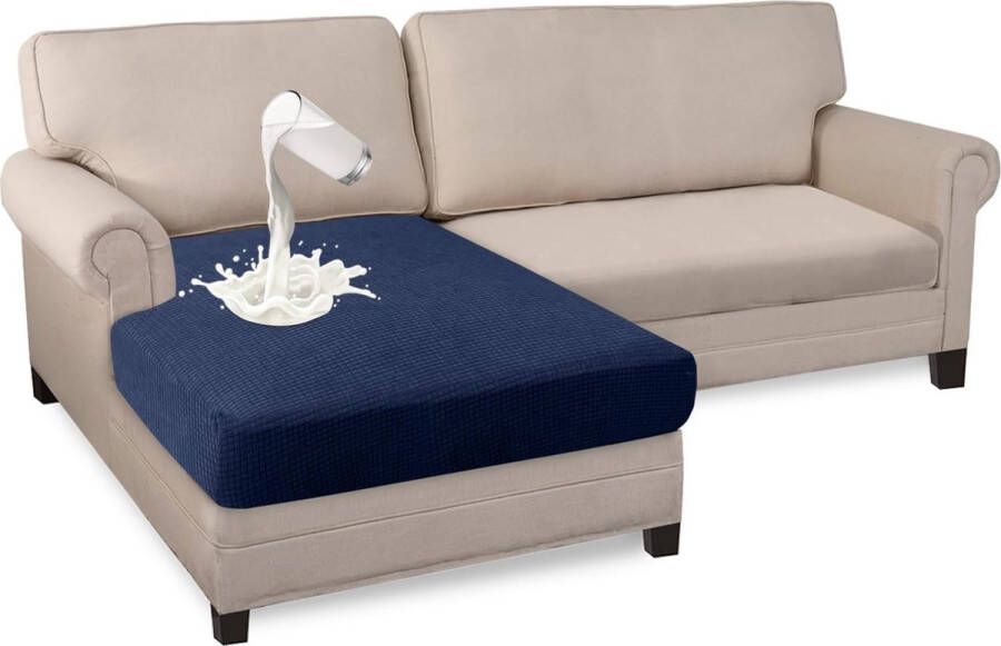 Waterdichte bankovertrek hoge stretch jacquard zitkussenbescherming bankovertrek voor de bank (chaise zits donkerblauw) - Foto 2