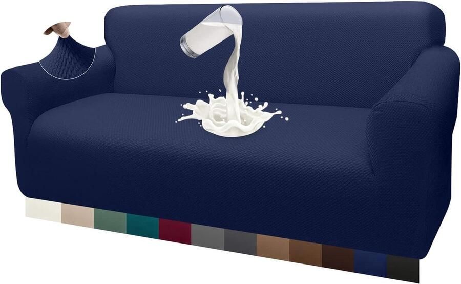 Waterdichte bankovertrek Luxe en elastisch 1 stuk Donkerblauw Jacquard