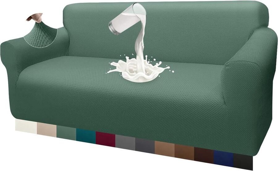 Waterdichte bankovertrek luxe jacquard geschikt voor honden 1 stuk saliegroen 3-zit