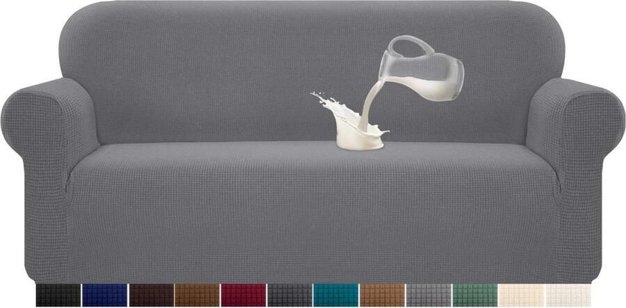 Waterdichte bankovertrek van Stretch Elastaan Jacquard 1 stuk anti-slip schuim 3-zits lichtgrijs