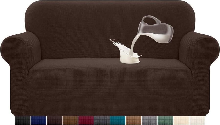 Waterdichte bankovertrek van stretch elastaan jacquard met anti-slip schuim 2-zits chocoladekleur - Foto 2