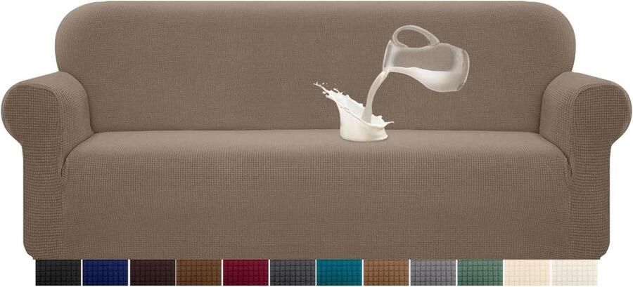 Waterdichte Bankovertrek 1 Stuks Elastaan Jacquard Elastische Bankovertrek Met Anti-Slip Schuim 4-Zits Camel