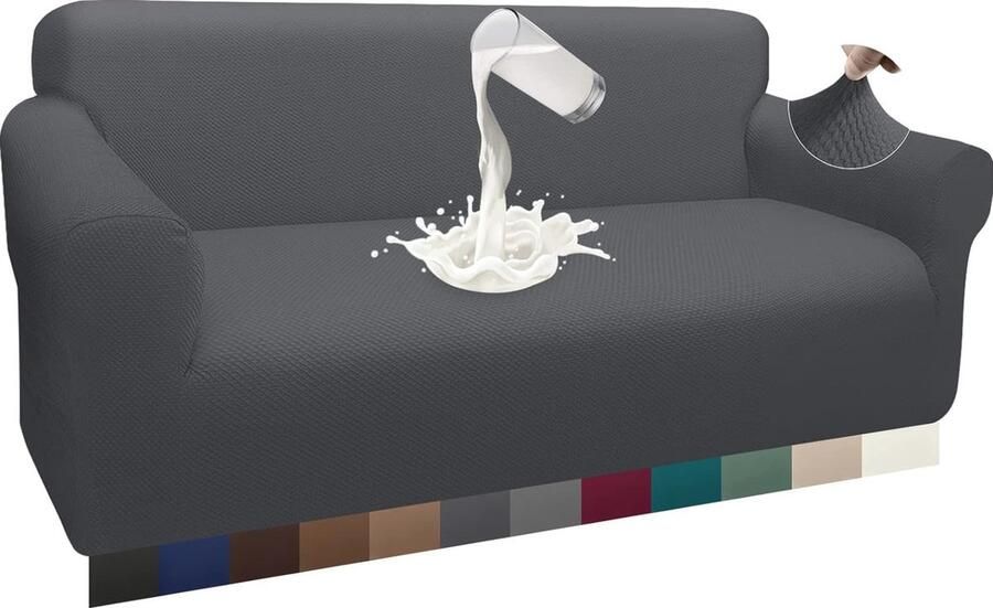 Waterdichte bankovertrek voor 3-zits bank Luxe rekbare en antislip bankhoes in grijs