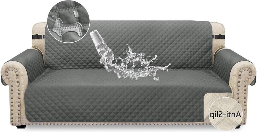 Waterdichte bankovertrek beschermend geschikt voor kinderen en huisdieren 1 stuk grijs 3-zits