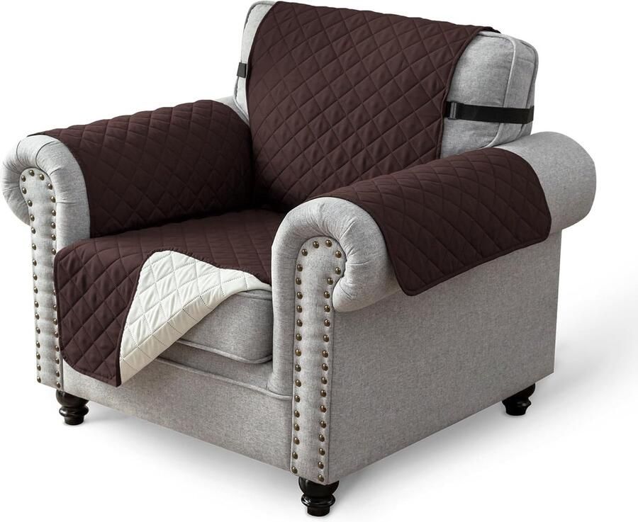 Waterdichte bankovertrek voor huisdieren geschikt voor katten en honden dubbelzijdig bruikbare bankbeschermer antislip slijtvast wasbare bankovertrek beschermer (1-zits chocolade)