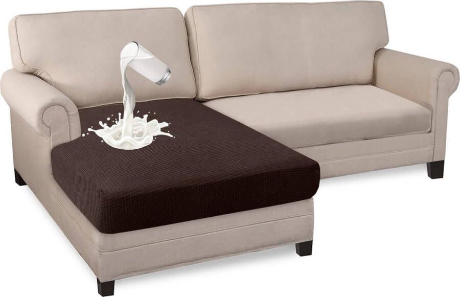 Waterdichte bankzitkussenhoes hoge stretch jacquard zitkussenbeschermer bankzithoes voor bank (chaise zits chocolade)