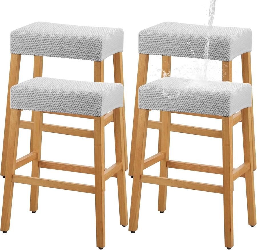 Waterdichte barkrukhoezen stretch polarfleece 4 stuks grijs