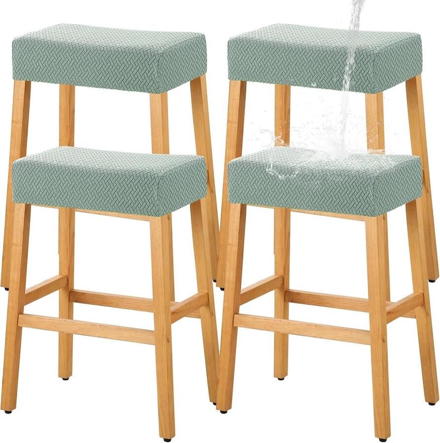 Waterdichte barkrukhoezen stretchkwaliteit 4 stuks matchagroen polarfleece