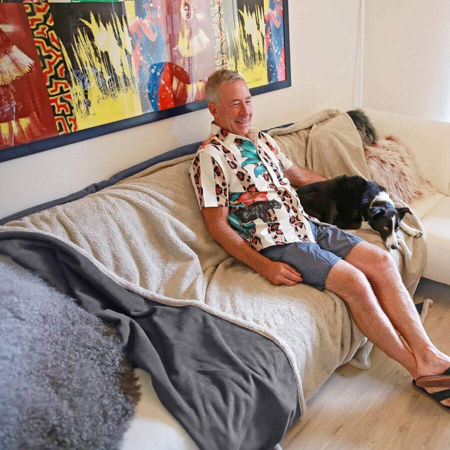 Waterdichte beddeken extra grote wasbare bank gooit bedbeschermer cover fleece warme sherpa-deken voor varen camping bank autostoel 203 x 229 cm