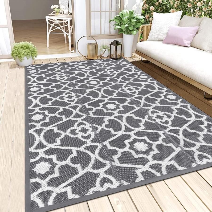 Waterdichte buitentapijten 120 x 180 cm lichtgewicht omkeerbaar draagbaar terrassen duurzaam gerecycled plastic strotapijt veel verkeer opvouwbaar vloeroppervlak voor strand terras